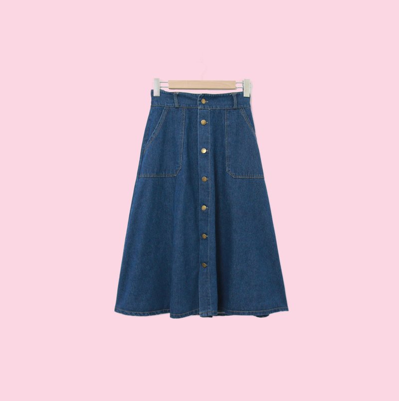 Back to Green- 复古丹宁长裙 金属排扣//ds-01 vintage skirt - 裙子 - 棉．麻 