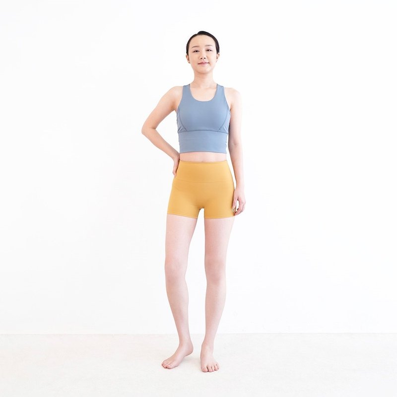 【Mukasa】FITNESS 运动提臀二分短裤 - 芥末黄 - MUK-23965 - 女装瑜珈服 - 其他材质 黄色