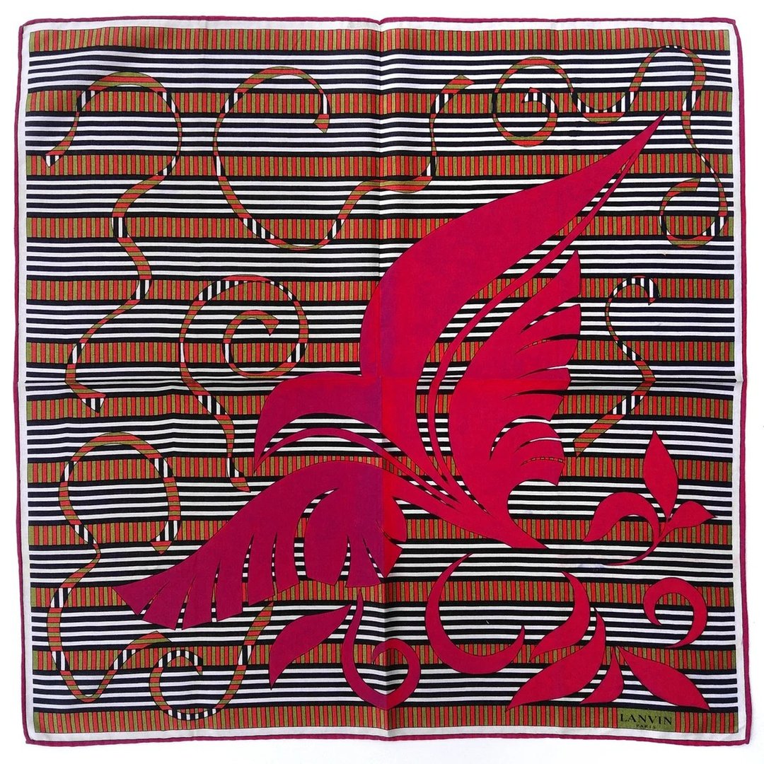 Lanvin Paris Vintage Handkerchief Women Handkerchief Gift - 手帕/方巾 - 棉 橘色
