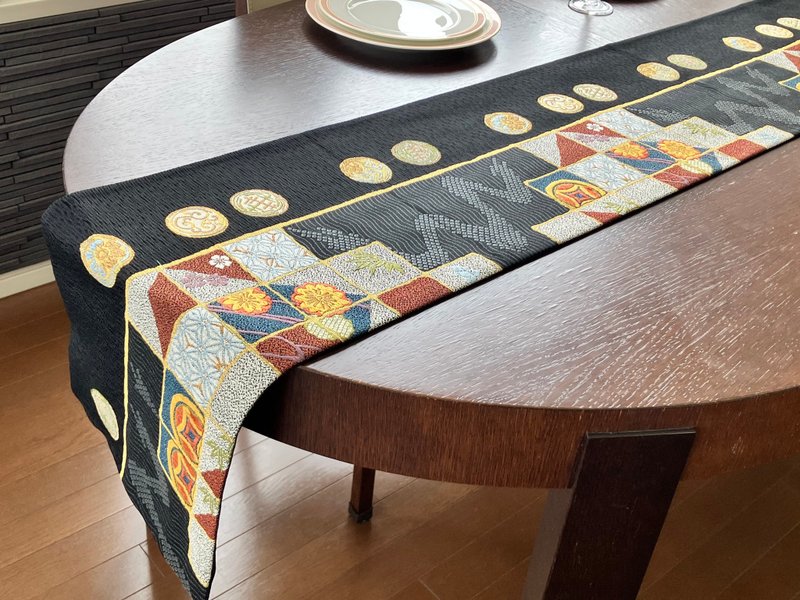 西阵织 和服 织带 桌巾 NT R008 - 餐垫/桌巾 - 丝．绢 黑色