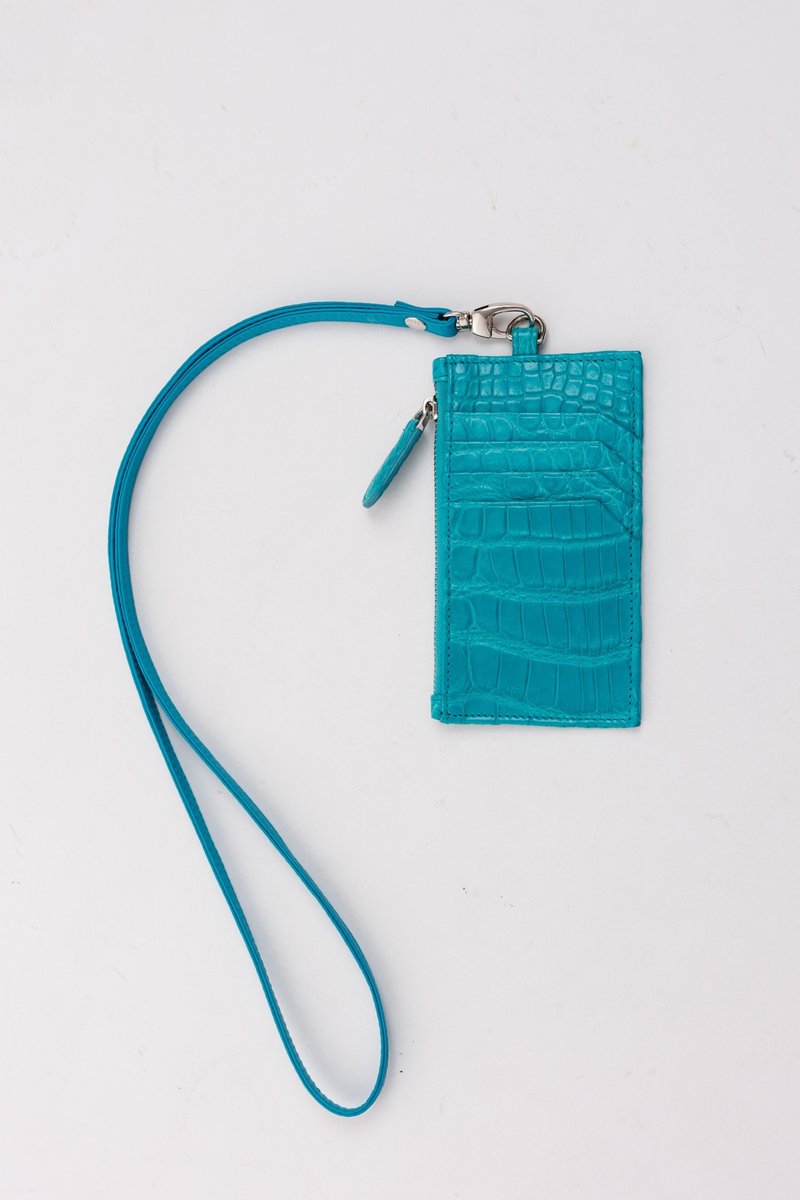 Lukbag Studio|真皮鳄鱼皮吊卡零钱包|土耳其蓝 - 零钱包 - 真皮 蓝色