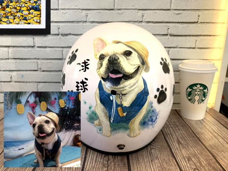 手绘疯 手绘 狗狗 猫猫 安全帽 彩绘 纪念 礼物 生日 情人节 - 订制画像 - 其他材质 多色