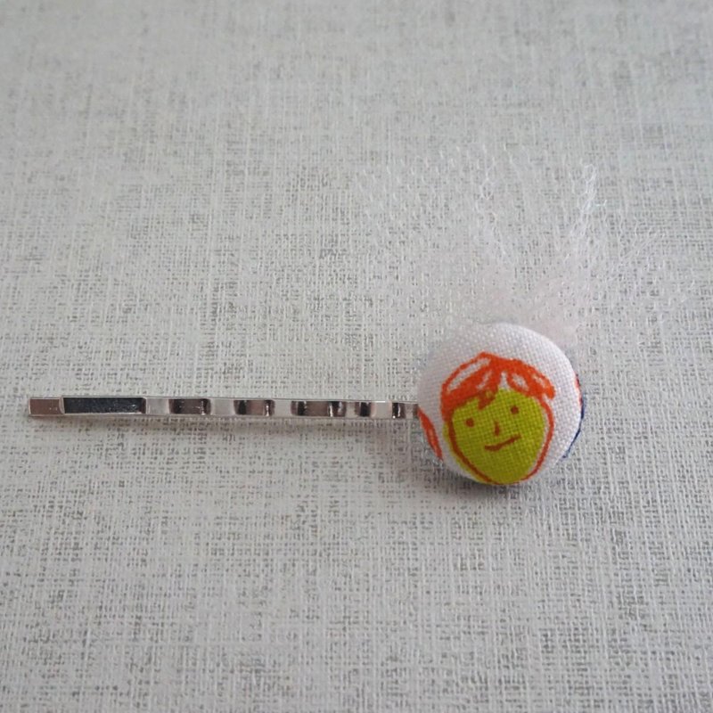 Hand-printed original walnut button hairpin "Friends 2" - 发饰 - 棉．麻 粉红色
