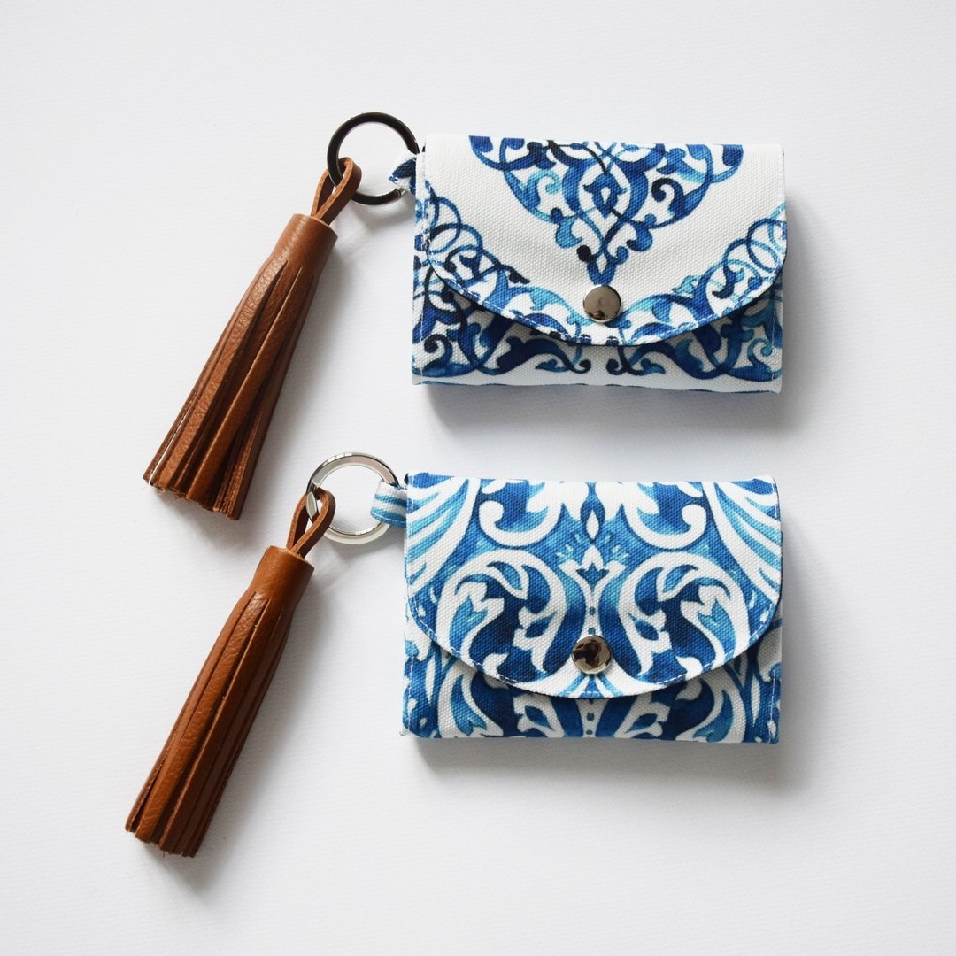 Pocket Keyring - Wave with real leather tassel - 零钱包 - 真皮 蓝色