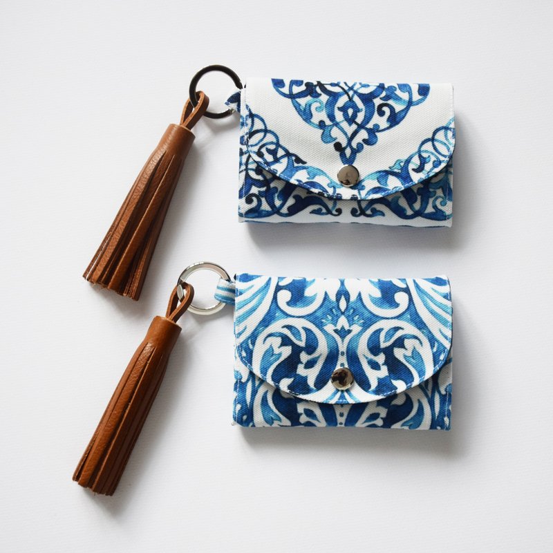 Pocket Keyring - Wave with real leather tassel - 零钱包 - 真皮 蓝色