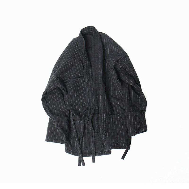 JANWONG 条纹复古开衫道袍KIMONO日式和服外套 - 男装外套 - 棉．麻 