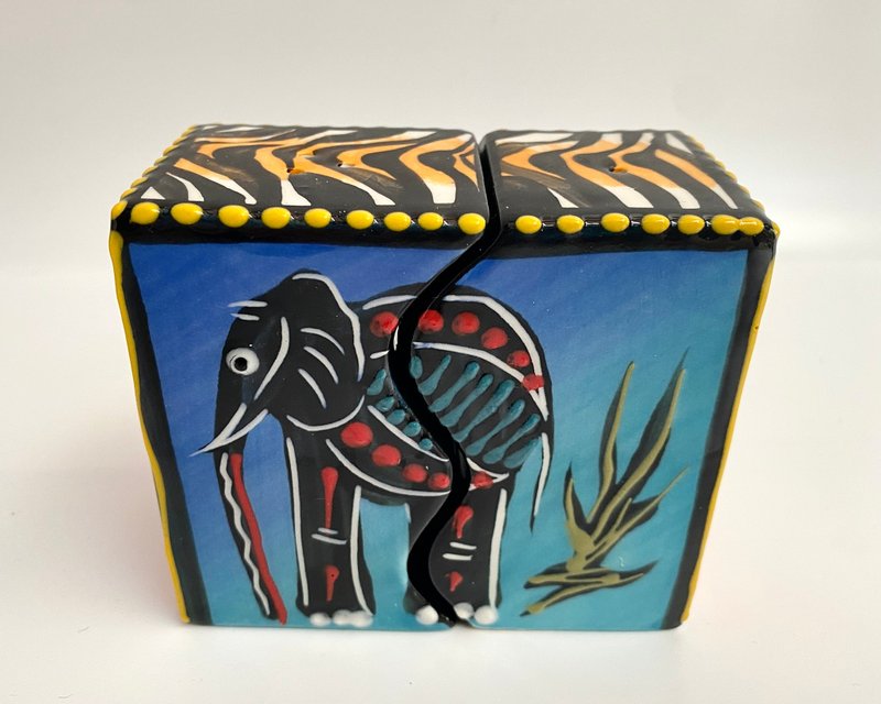 20 世纪 90 年代德国复古手绘瓷盐和胡椒瓶 - 调味罐/酱料瓶 - 瓷 多色