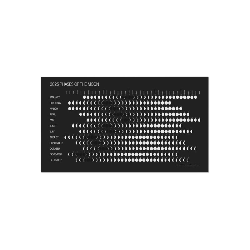 美国 MoMA 2025新款月相挂历 全年一张纸 小众装饰挂墙创意日历 - 海报/装饰画/版画 - 纸 黑色