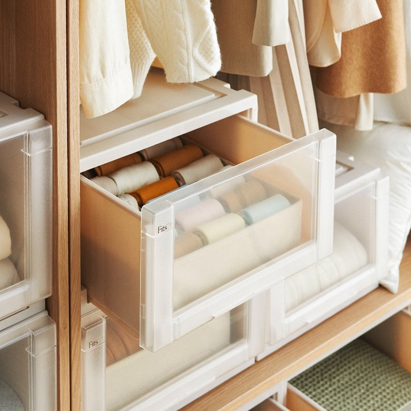 日本天马 Fits unit 40面宽单层抽屉收纳箱-高25CM-3入 - 收纳用品 - 塑料 白色