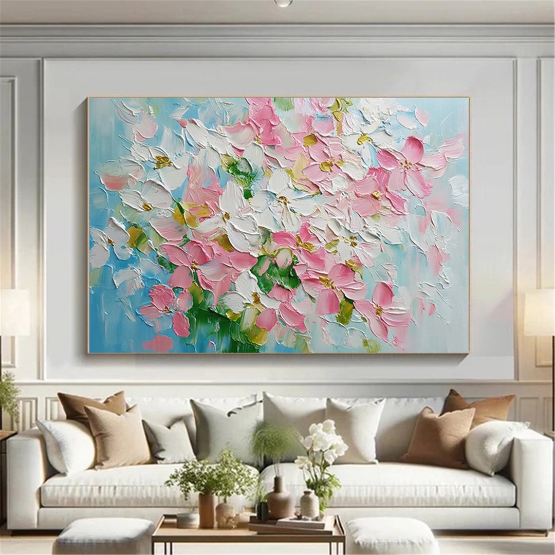 繁花 手绘油画/抽象/原创商品/装饰画/现代画/客厅/走廊卧室挂画 - 海报/装饰画/版画 - 亚麻 多色