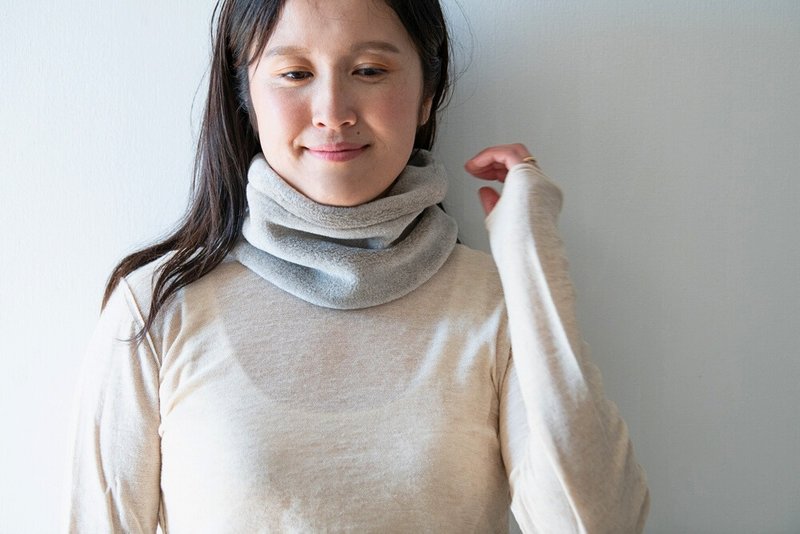 有机棉绒 牦牛混纺 灰褐色 颈围暖暖套【短版】 - 丝巾 - 棉．麻 灰色