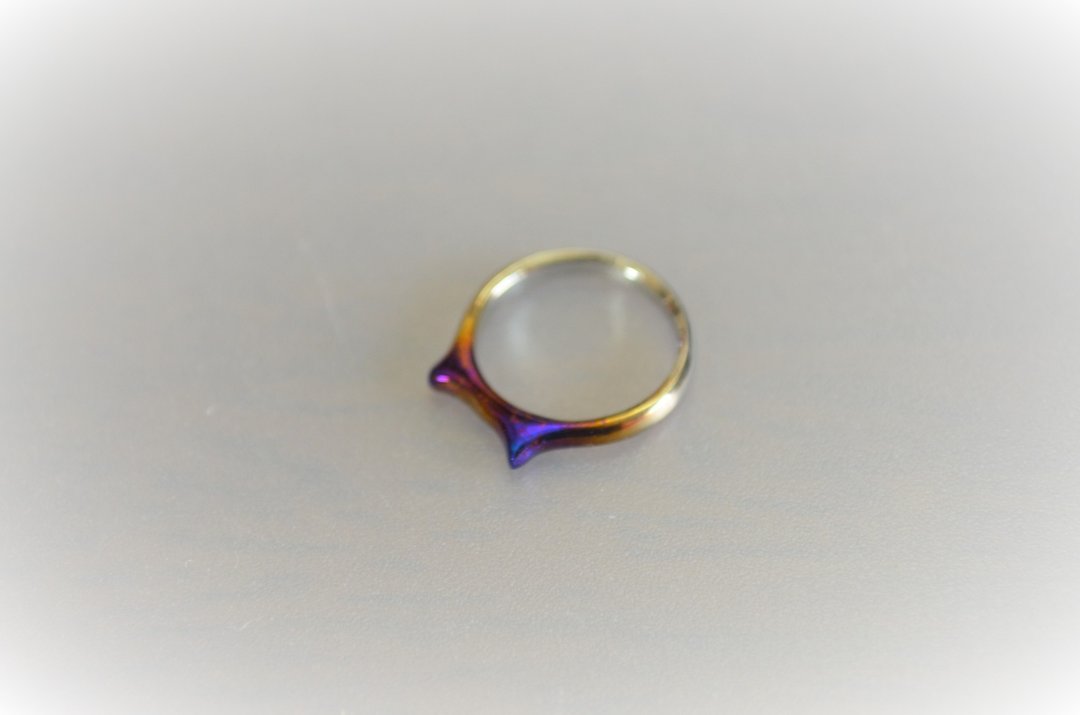 titanium ring・titanium ring・somewhat small bluish-purple ears・size 0 - 戒指 - 其他金属 蓝色