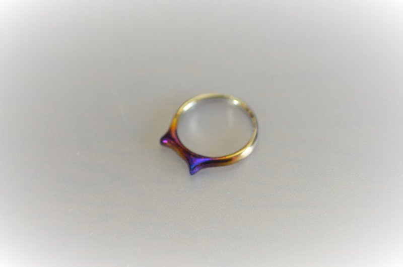 titanium ring・チタンリング・何か小さい青紫の耳・０号 - 戒指 - 其他金属 蓝色