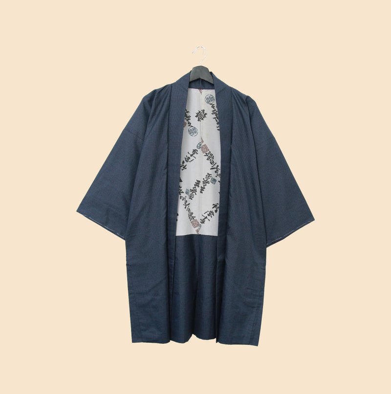 Back to Green-日本男款羽织 毛笔字 满版M-12/vintage kimono - 其他 - 丝．绢 
