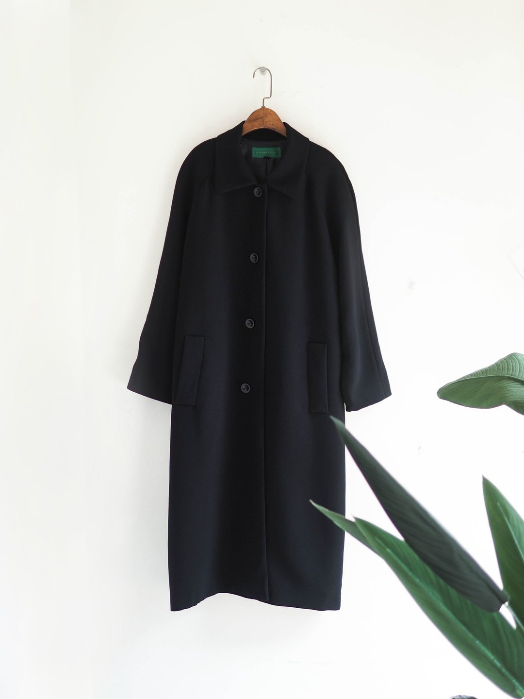 d'reread-af墨黑纯色简约 古董中磅长版大衣外套 dustcoat jacket - 女装休闲/机能外套 - 聚酯纤维 黑色