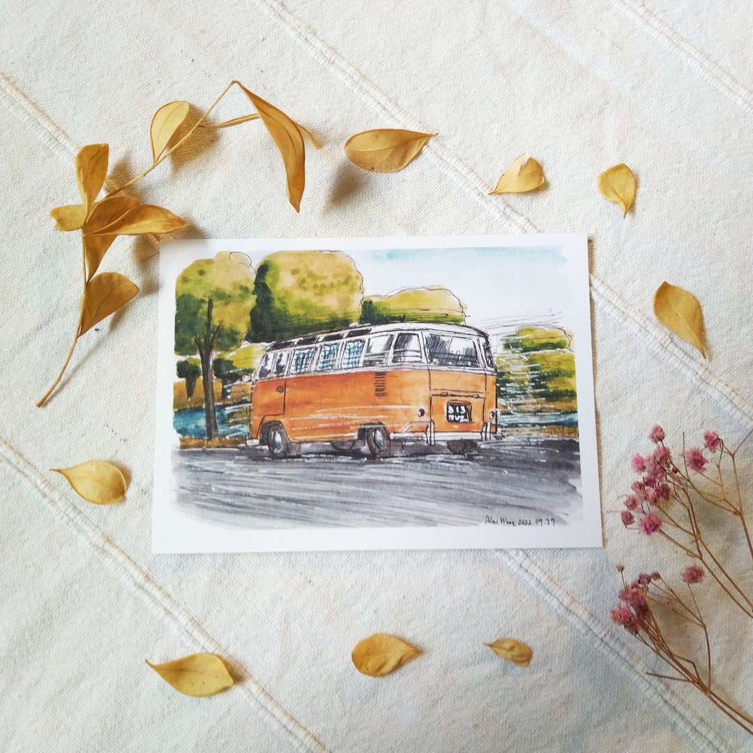 旅行片刻 / 单张插画明信片 / B7尺寸 - 卡片/明信片 - 纸 多色