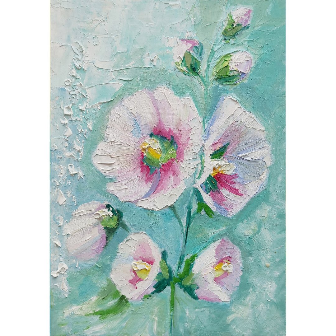 锦葵花束原创绘画花卉艺术花卉礼品创意油画，油画原作 - 海报/装饰画/版画 - 其他材质 多色