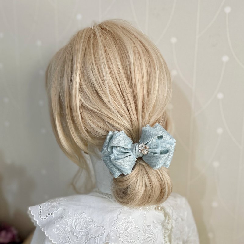 毛边立体蝴蝶结发夹 大肠圈 发圈 抓夹发梳 香蕉夹鲨鱼夹边夹马尾 - 发饰 - 其他材质 粉红色