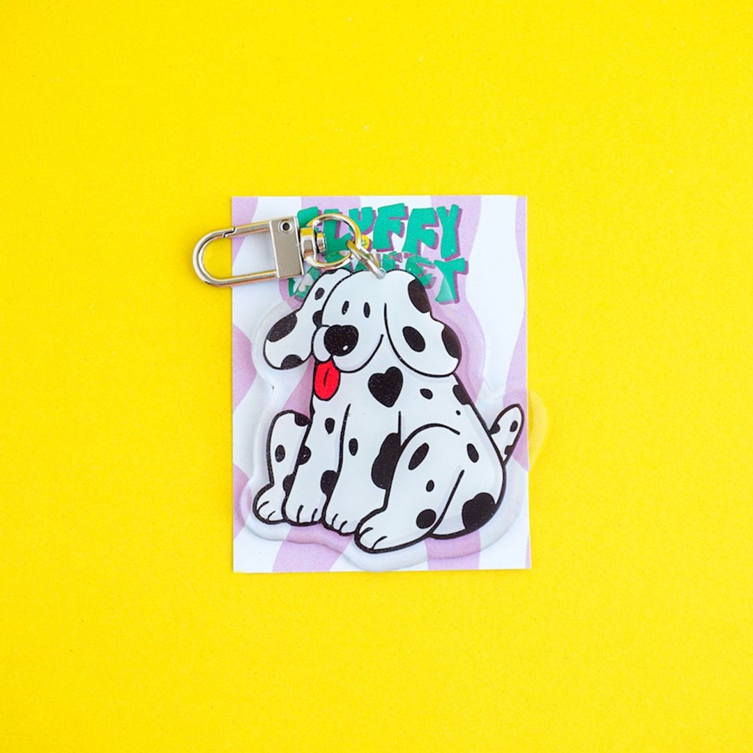 Fluffy Omelet - KEYCHAIN / PIN / PHONE GRIP - 胖嘟嘟点点狗 - 钥匙链/钥匙包 - 压克力 白色