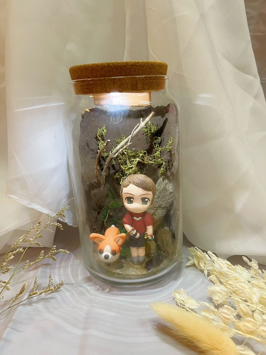 在拟真大自然场景疗愈的定制化黏土人偶  最爱我的宠物狗了 - 玩偶/公仔 - 粘土 咖啡色