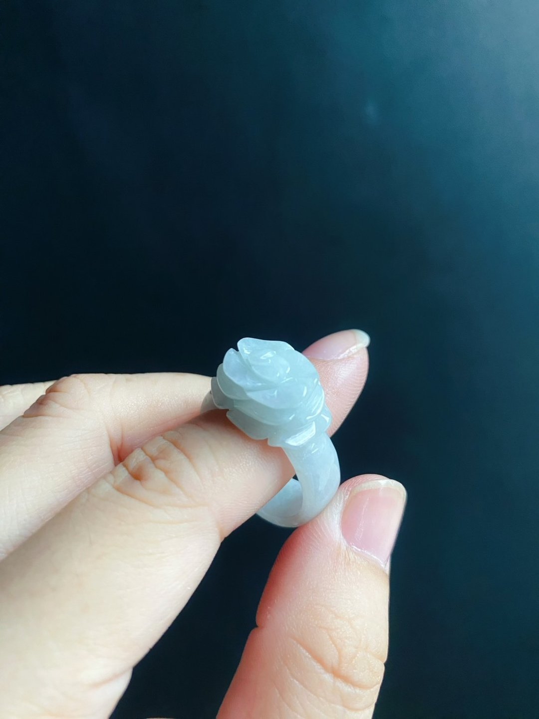 天然缅甸玉 翡翠 手工雕花 戒指 有钱 玉 戒环 ring 内径 19mm - 戒指 - 玉石 绿色