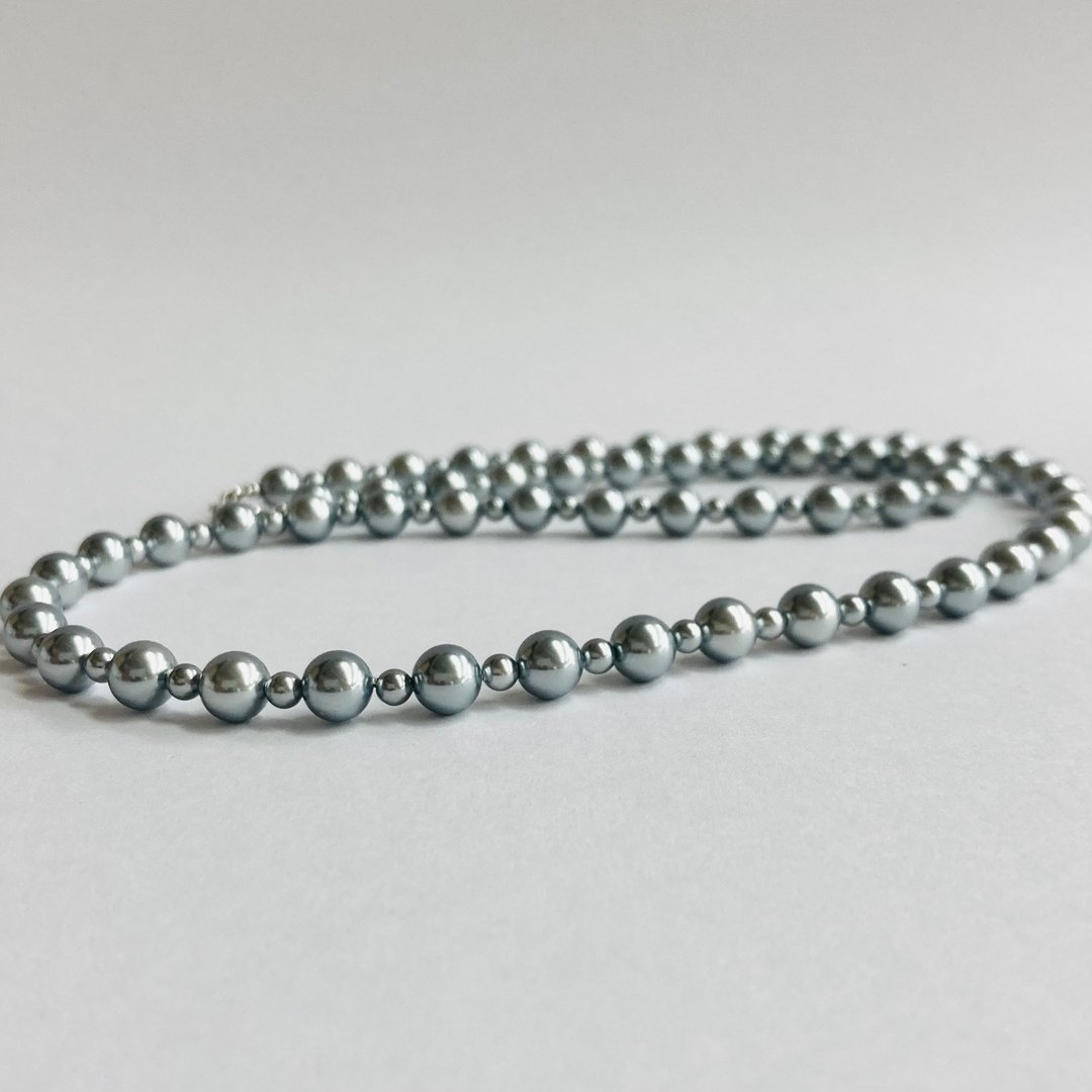 贝壳珍珠拼接长项链 / 6.5mm 约60cm / 灰色 / R / made in japan - 项链 - 贝壳 灰色