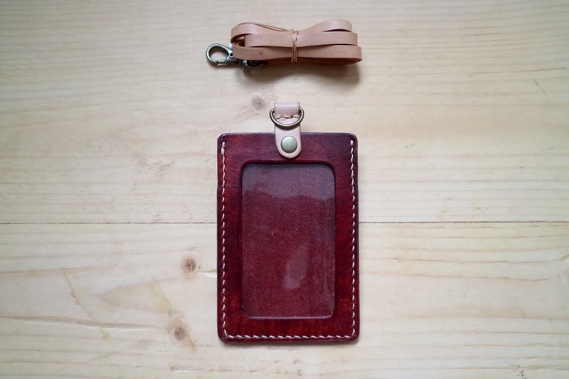 艺创小间 | 咖啡色真皮简约直式证件套识别证 情人节 礼物 - 证件套/卡套 - 真皮 
