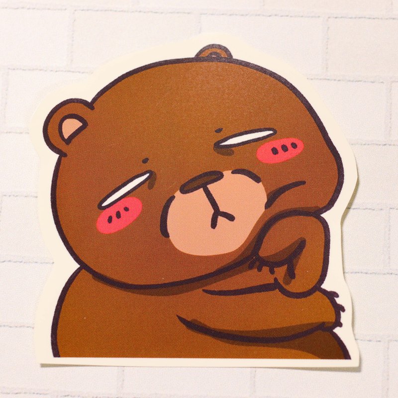 【慕白熊系列】思考人生熊/ 防水贴纸 - 贴纸 - 纸 咖啡色
