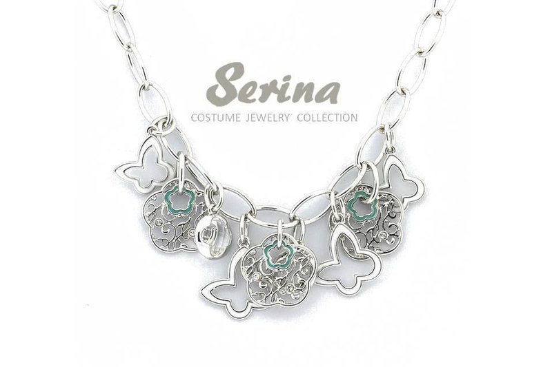 Serina 手工轻珠宝--- 画蝶 - 项链 - 其他金属 银色