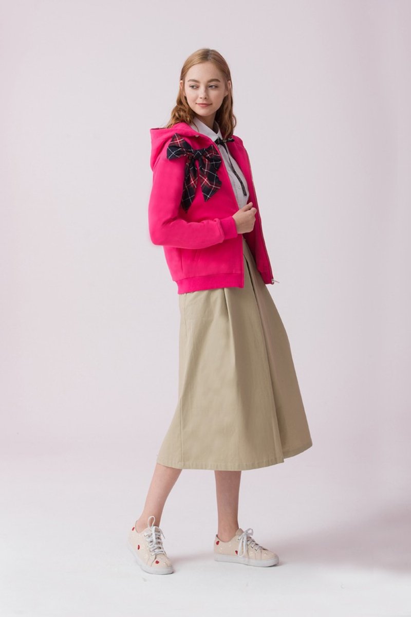 蝴蝶结装饰外套   826F607 - 女装休闲/机能外套 - 棉．麻 红色