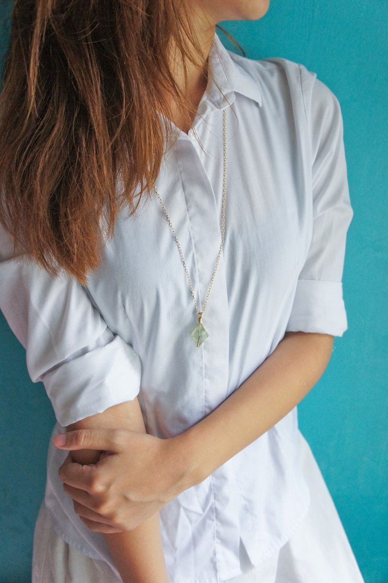 绿萤石单晶长项链 *男女皆可* - 长链 - 宝石 绿色