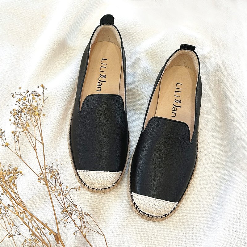 【好感日常】防泼水牛皮经典素面渔夫鞋_率性黑 - 女款牛津鞋/乐福鞋 - 真皮 黑色