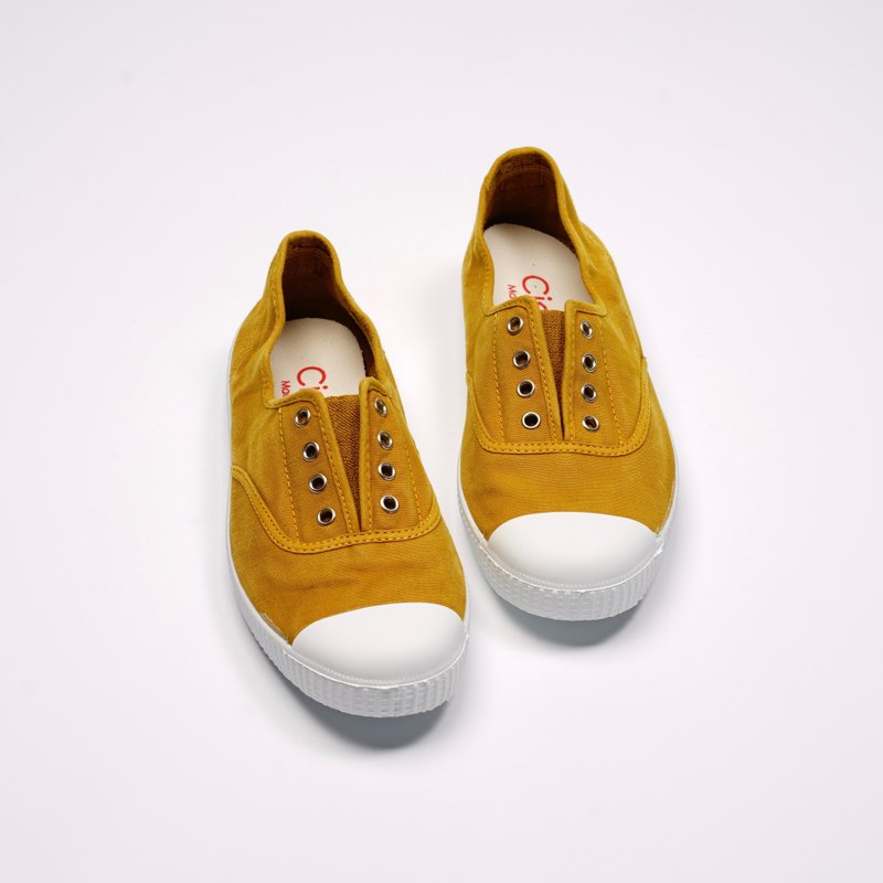 西班牙国民帆布鞋 CIENTA  70777 85 芥末黄 洗旧布料 大人 - 女款休闲鞋 - 棉．麻 橘色