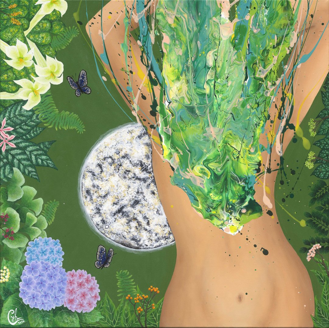 月亮女性绘画－与大地母亲共振 - 海报/装饰画/版画 - 棉 多色