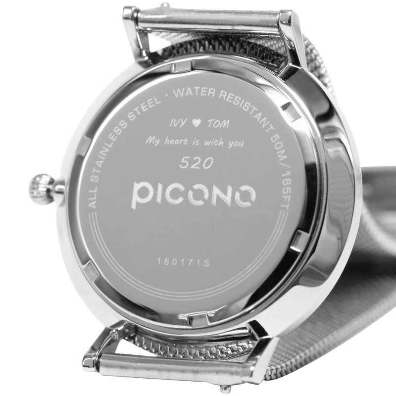 PICONO 订制背盖专属雷刻 - 男表/中性表 - 不锈钢 