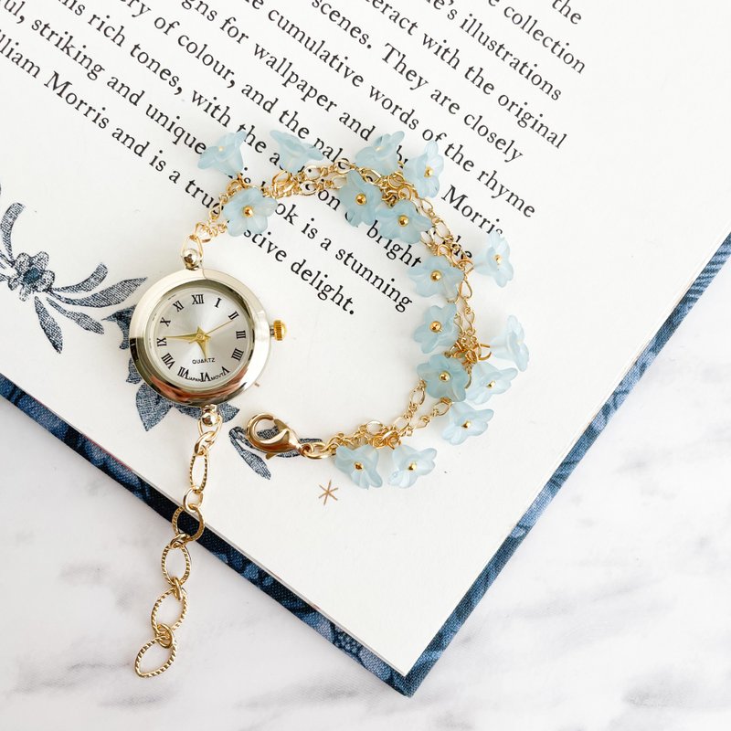 莎莉/浅蓝色勿忘我手环手表LI150 - 女表 - 其他金属 蓝色