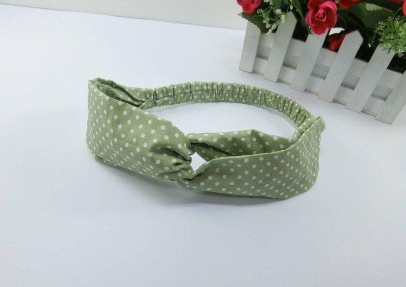 淡绿~交叉款发带     *SK* - 发饰 - 棉．麻 