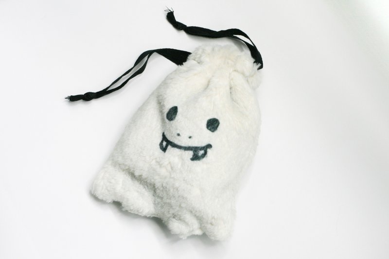 Fluffy Ghost Monster Drawstring Bag - 零钱包 - 其他人造纤维 灰色