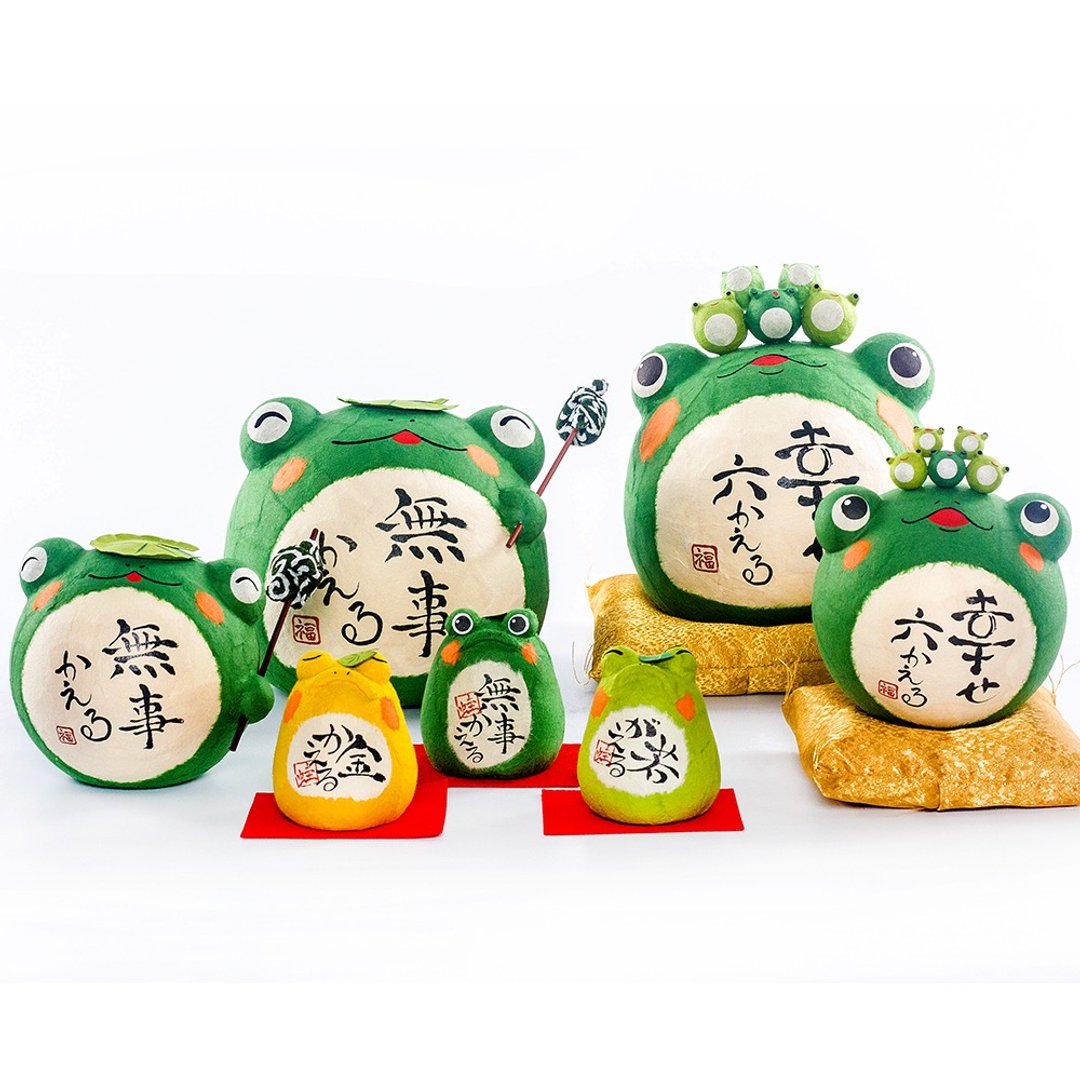 日本制作京都龙虎作手工艺和纸作旅行青蛙出入平安无事青蛙摆件 - 摆饰 - 纸 
