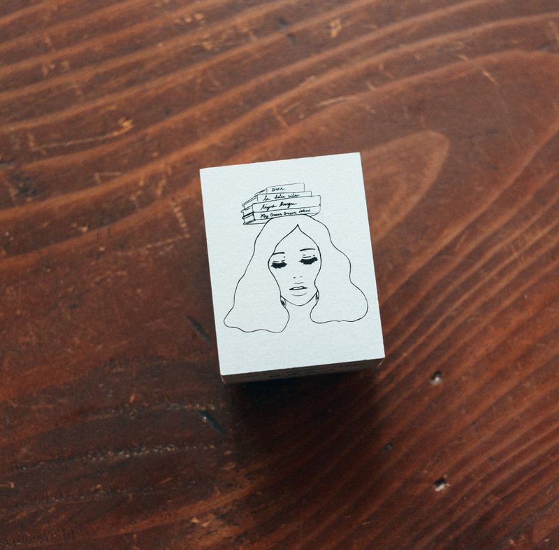 图书馆女孩 木头印章 - 印章/印台 - 木头 白色