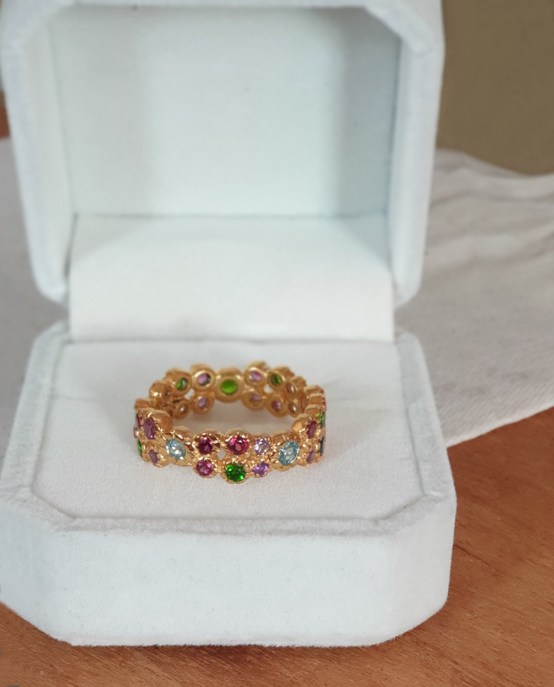 Fancy Gemstones ring, silver ring with natural fancy color sapphire gemstones - 戒指 - 宝石 咖啡色