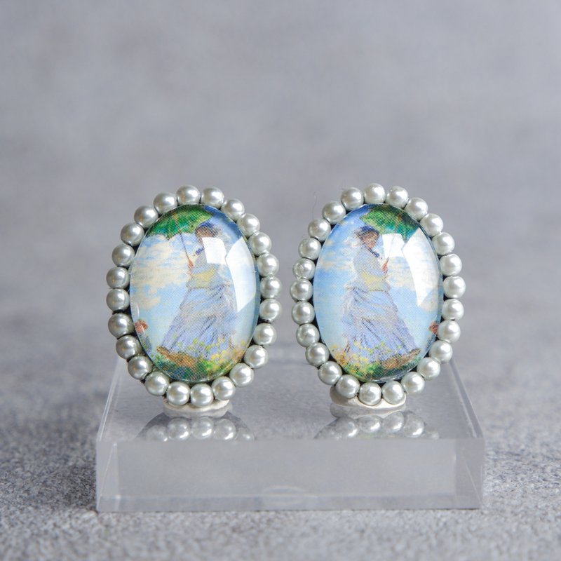 艺术凸圆形耳饰 - 耳环/耳夹 - 玻璃 多色