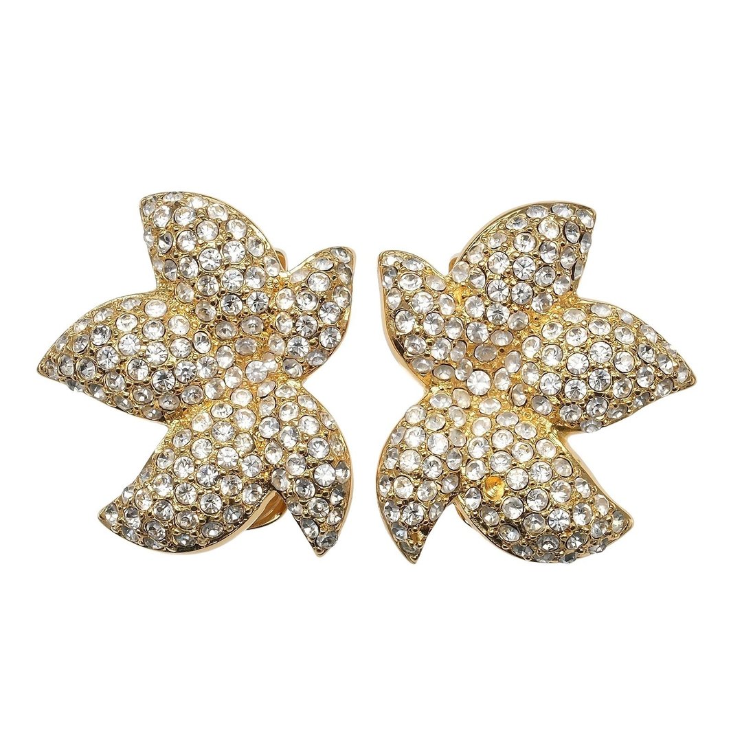 【日本直送】Christian Dior 迪奥 耳环 镀金 莱茵石 约25.0g【二手品】 - 耳环/耳夹 - 其他金属 金色