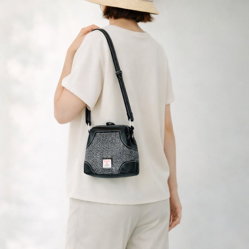 【羊毛拼皮医生包】Harris Tweed医生包靜靜陪伴日常的小巧斜背包 - 侧背包/斜挎包 - 真皮 蓝色