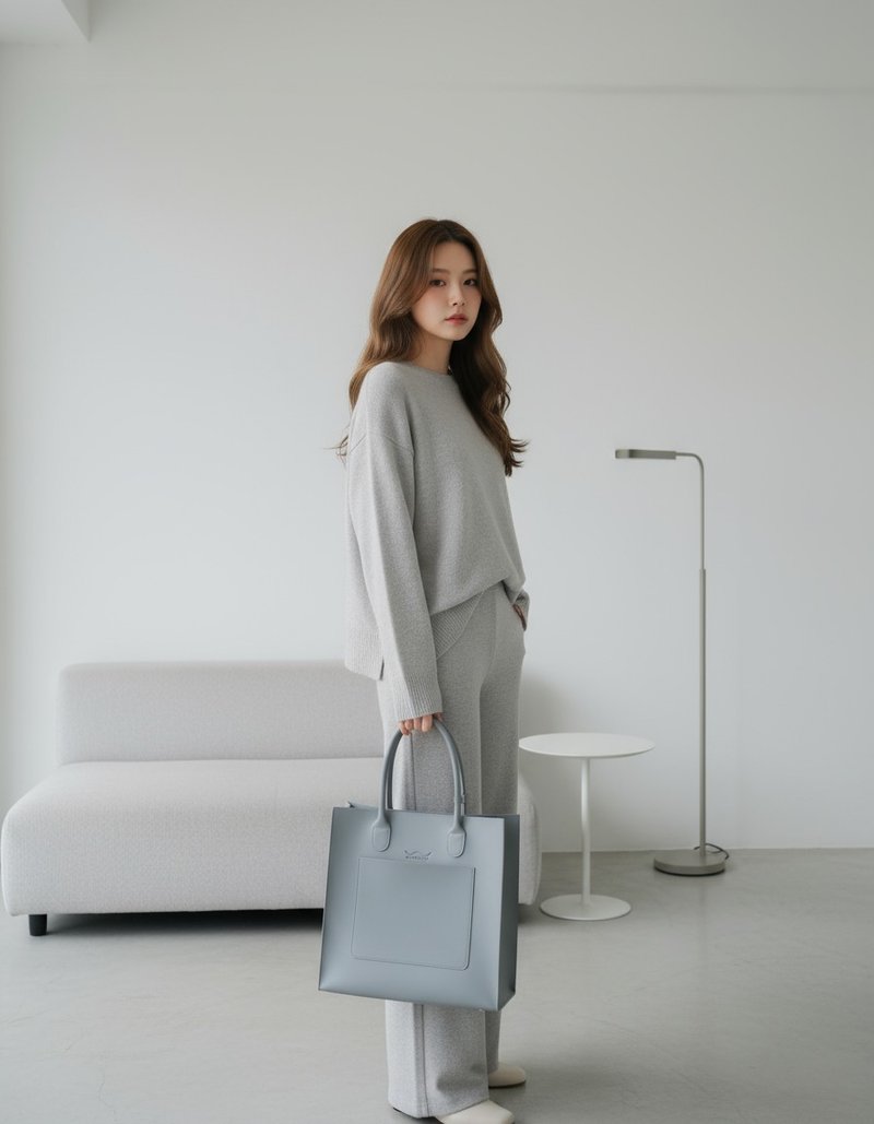 WARALEE's DAY | 大型包 - 烟熏蓝 - 手提包/手提袋 - 人造皮革 灰色