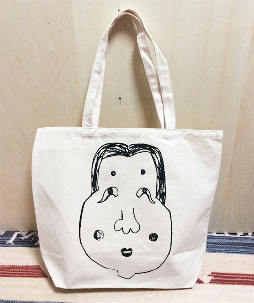 Okame Canvas Tote Bag M L - 手提包/手提袋 - 棉 白色