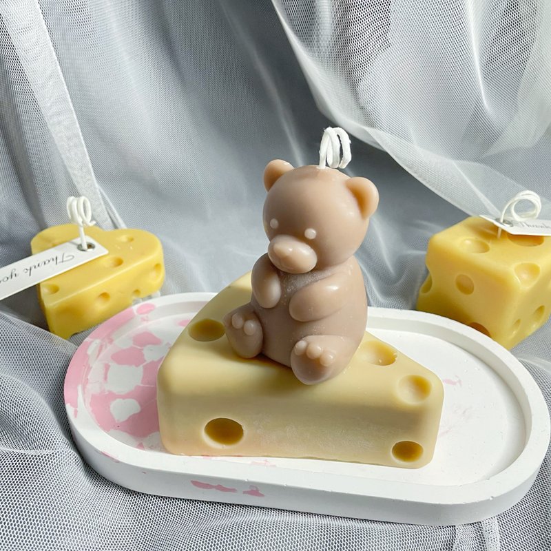 【手工制作】熊熊起司造型蜡烛/香氛蜡烛 - 蜡烛/烛台 - 蜡 