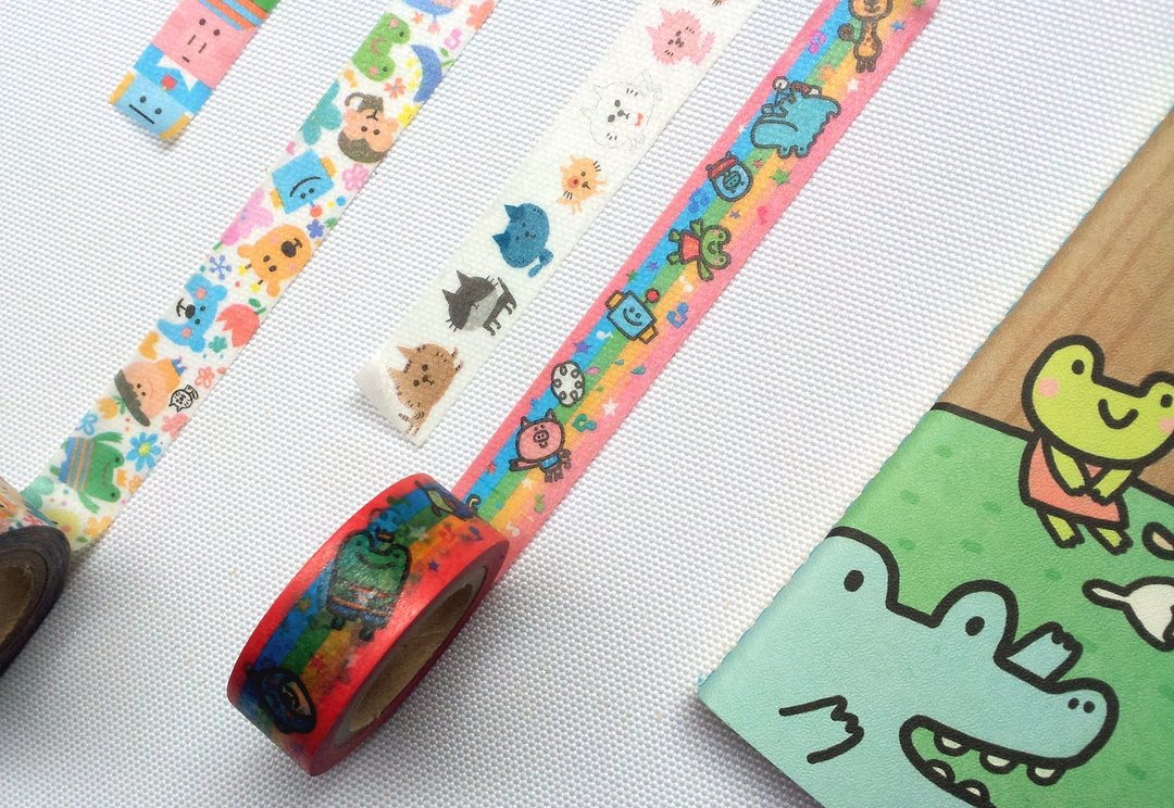 插画纸胶带_猫咪、花朵、拼图、彩虹共四款 - 纸胶带 - 纸 多色