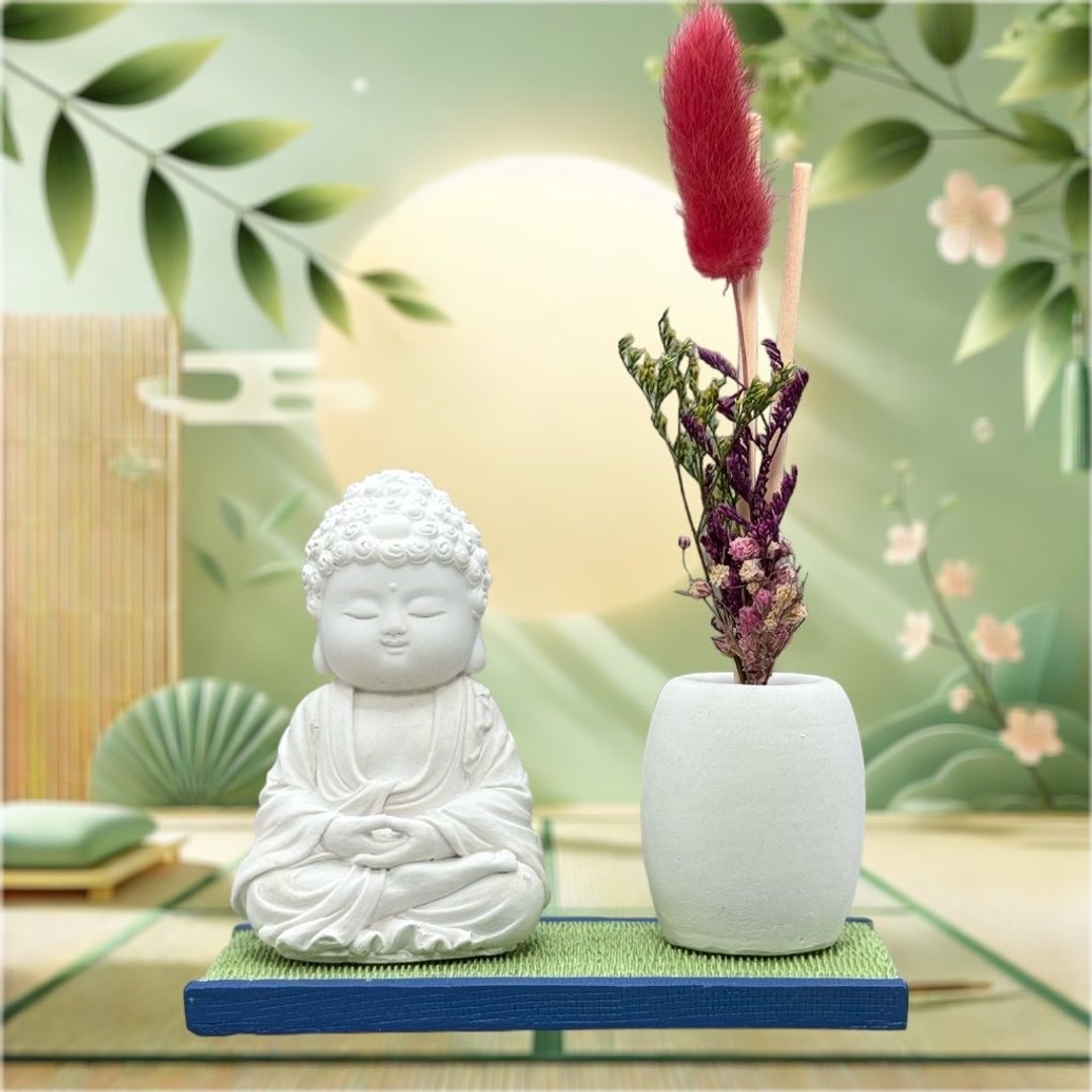 禅风设计 仿真榻榻米版香氛组 净念吉祥之小佛育德 提升居家美学 - 香薰/精油/线香 - 水泥 白色