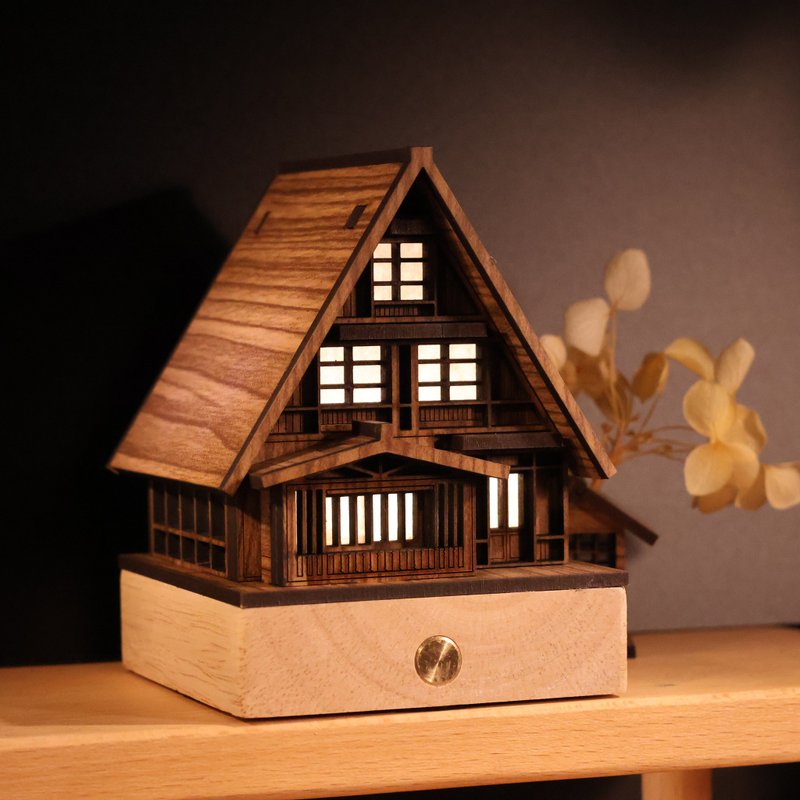 【木匠屋】室宿一/合掌村夜灯/原创手作/圣诞礼盒/交换礼物 - 摆饰 - 木头 卡其色